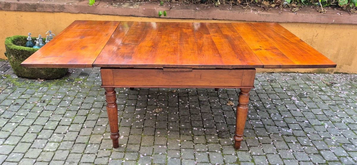 Tavolo antico quadrato allungabile a tiro emiliano in ciliegio-photo-4