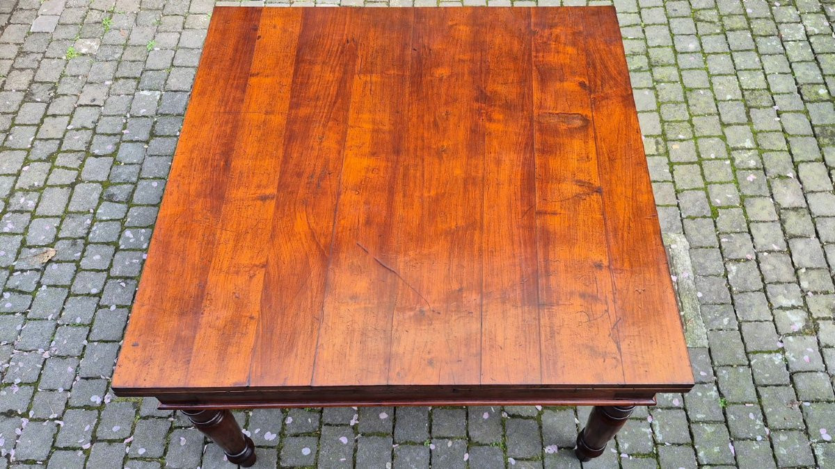 Tavolo antico quadrato allungabile a tiro emiliano in ciliegio-photo-6