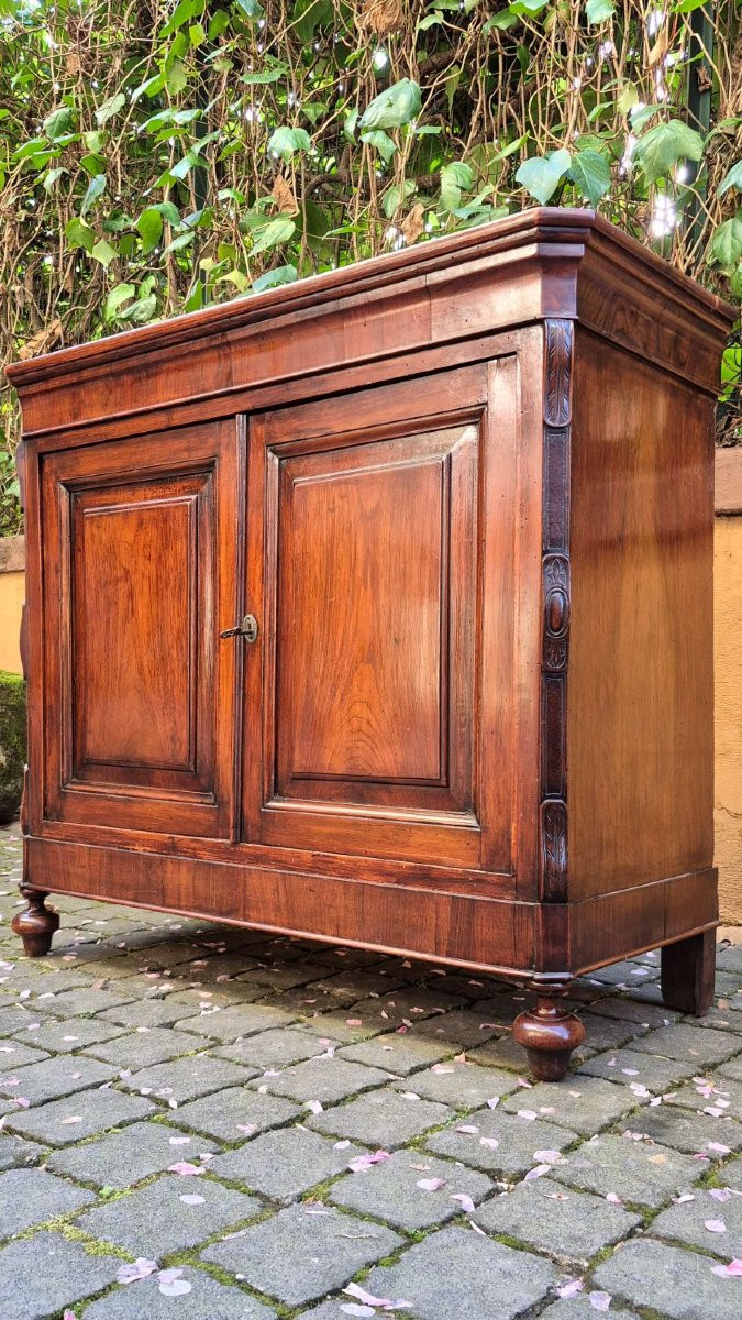 Coppia piccole credenze servanti antiche lombarde in noce-photo-4