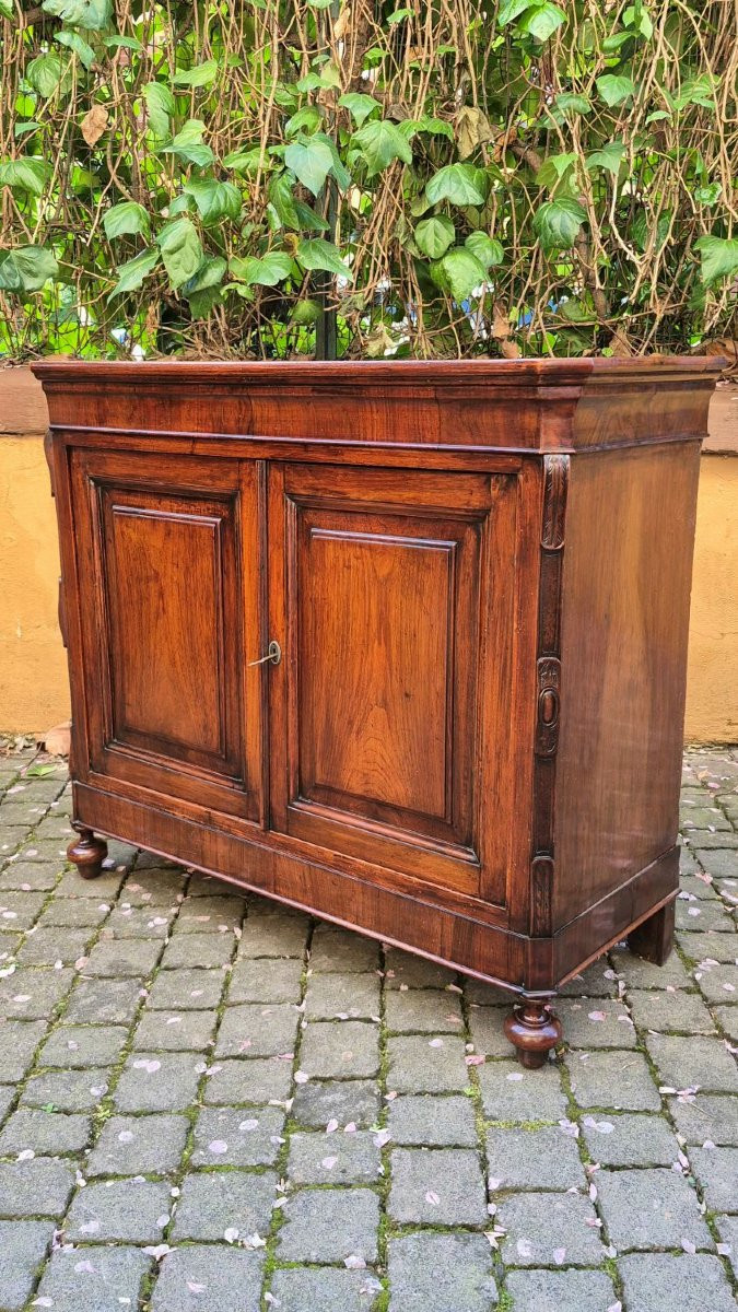 Coppia piccole credenze servanti antiche lombarde in noce-photo-2