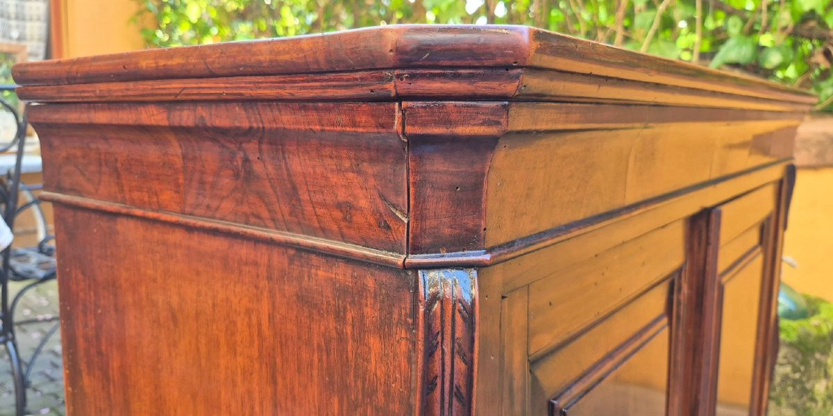 Coppia piccole credenze servanti antiche lombarde in noce-photo-5