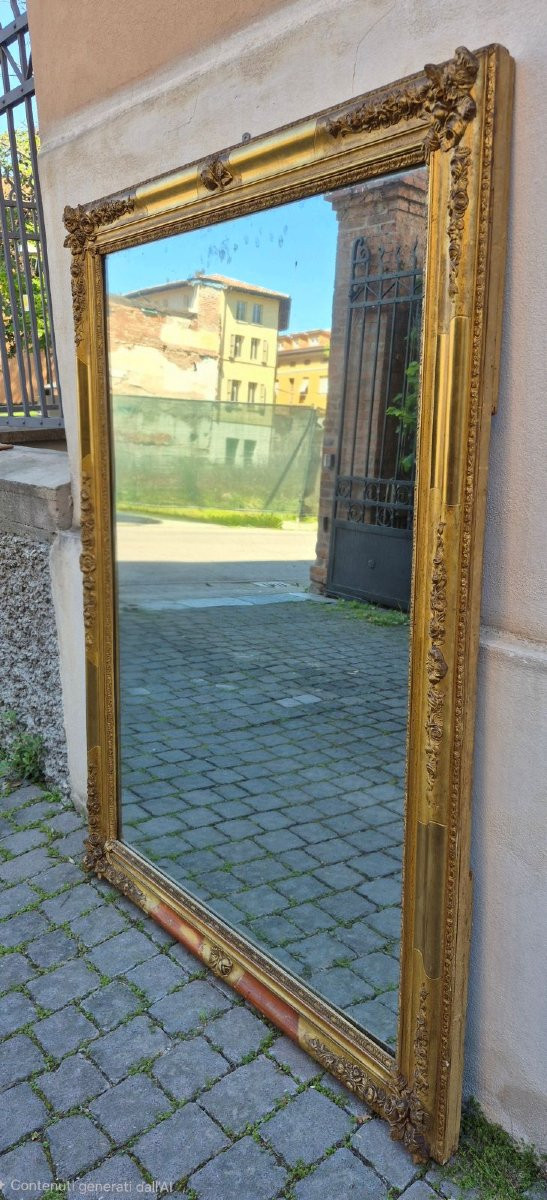 Specchiera antica rettangolare legno dorato Luigi Filippo-photo-1