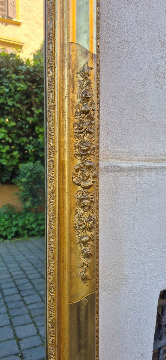 Specchiera antica rettangolare legno dorato Luigi Filippo-photo-3