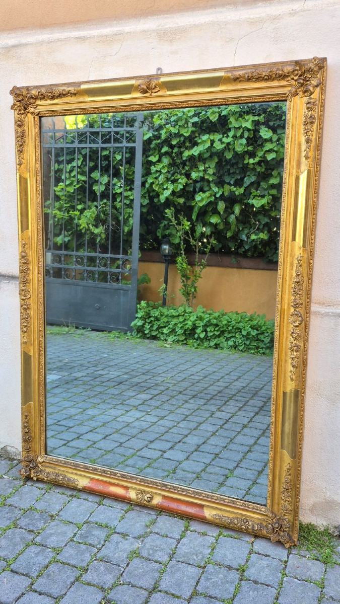 Specchiera antica rettangolare legno dorato Luigi Filippo