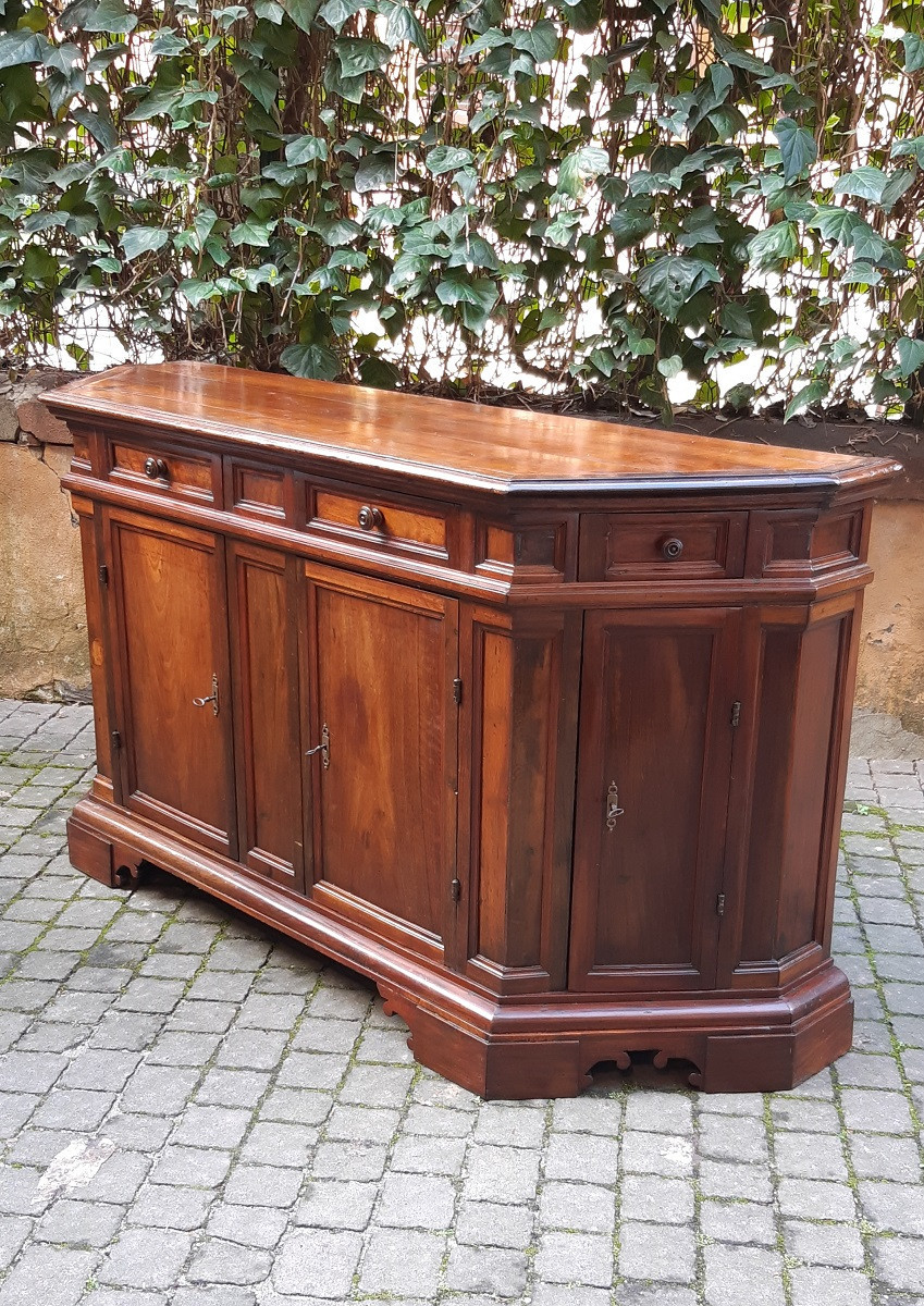 Credenza servante veneta antica scantonata a quattro ante