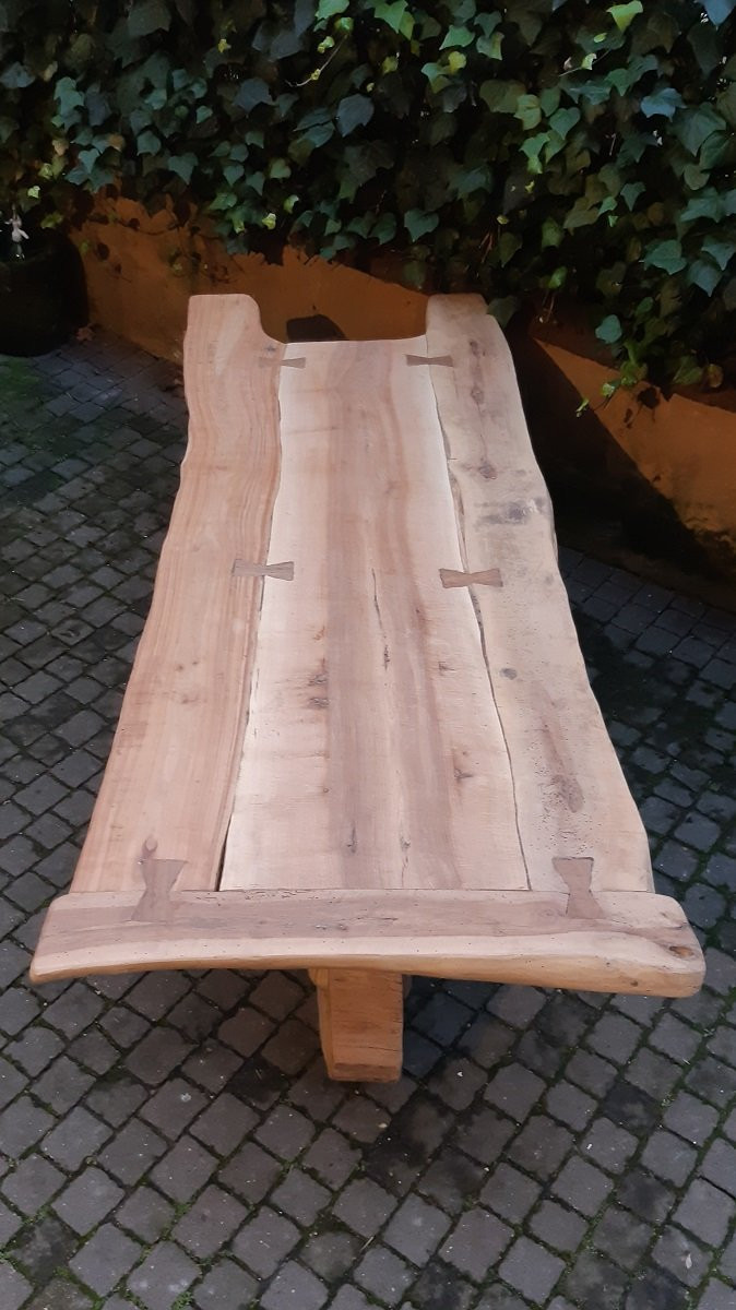 Tavolo da pranzo antico in noce ciliegio e rovere di origine toscana-photo-3