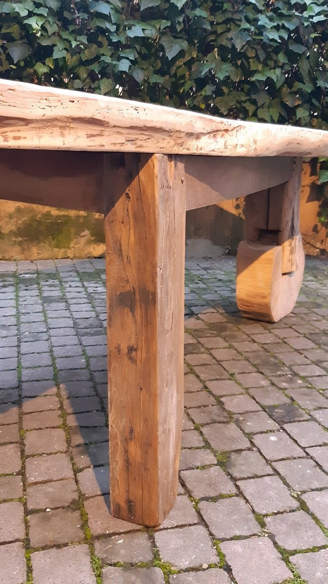 Tavolo da pranzo antico in noce ciliegio e rovere di origine toscana-photo-4