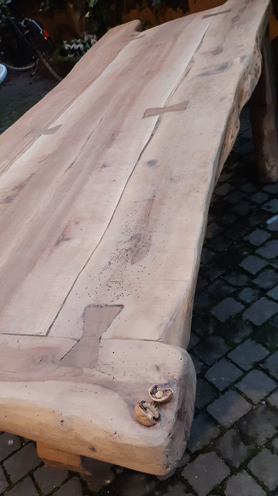Tavolo da pranzo antico in noce ciliegio e rovere di origine toscana-photo-5