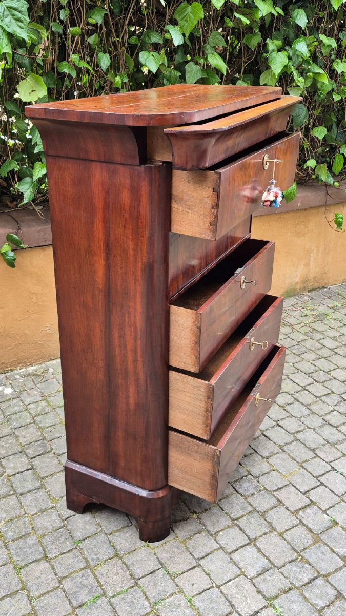 Settimino cassettiera antico dell'800 con gola e ribalta-photo-2