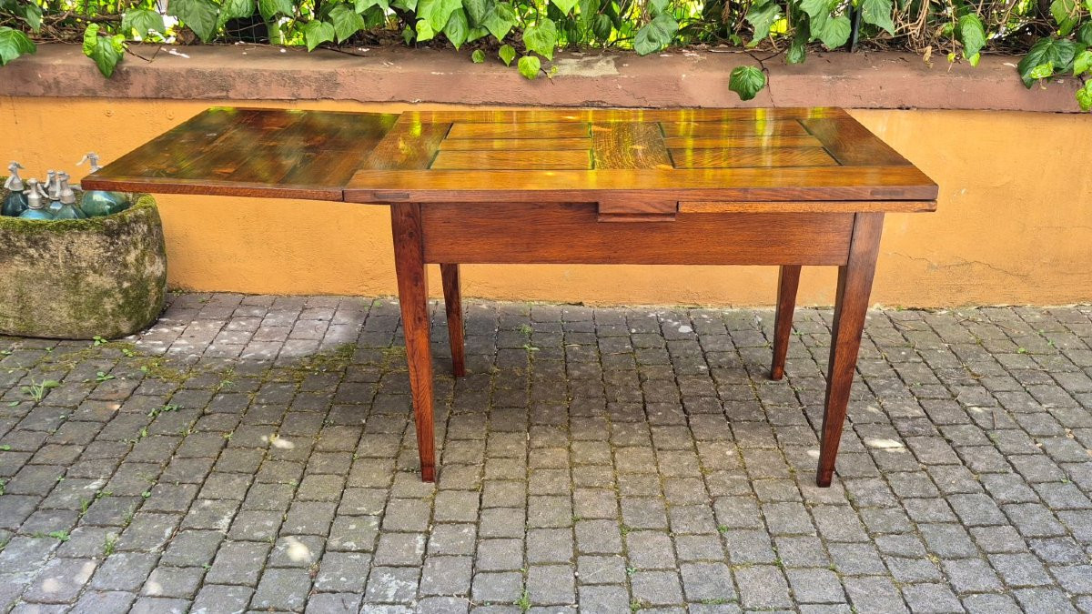 Tavolo antico allungabile a tiro dell'800 gambe a spillo-photo-2
