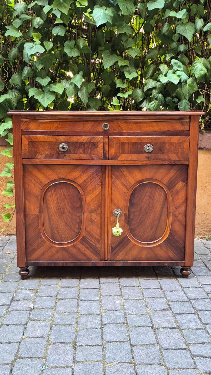 Credenza servante antica stretta lastronata noce-photo-2