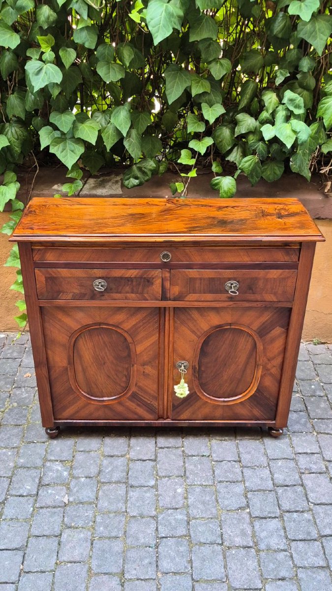 Credenza servante antica stretta lastronata noce-photo-3