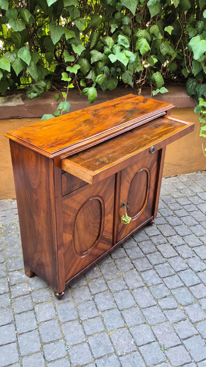 Credenza servante antica stretta lastronata noce-photo-3
