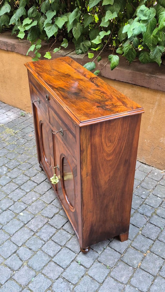 Credenza servante antica stretta lastronata noce-photo-5