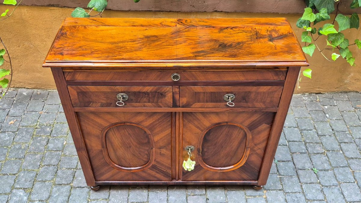 Credenza servante antica stretta lastronata noce-photo-6