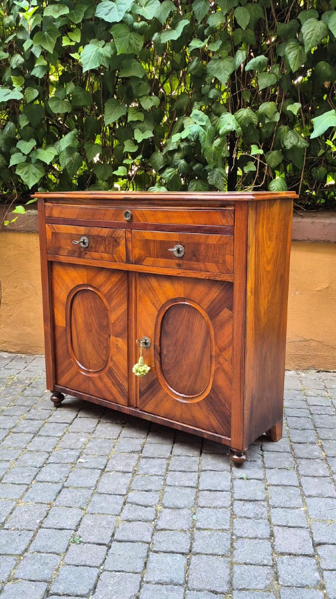 Credenza servante antica stretta lastronata noce