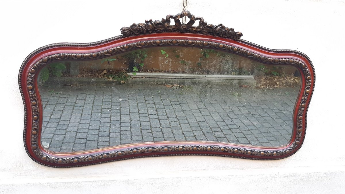Specchiera antica orizzontale dell'800 con cimasa-photo-1