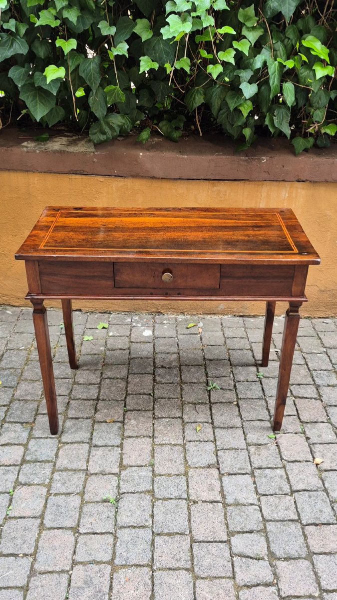 Tavolino scrittoio antico modenese Luigi XVI filettato-photo-3