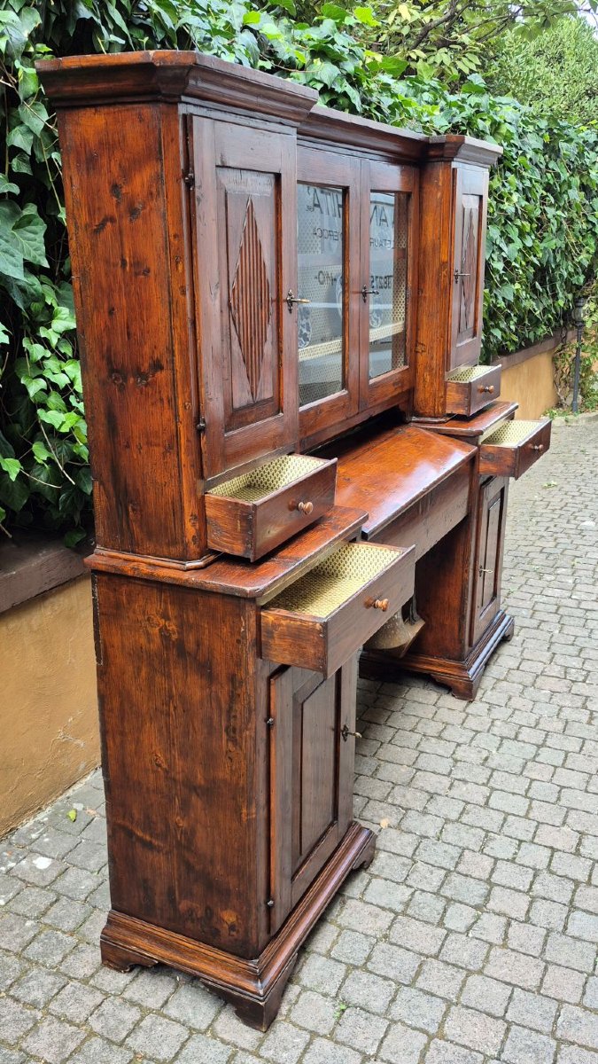 Credenza madia antica 2 corpi con piattaia dell'800 a ponte-photo-1