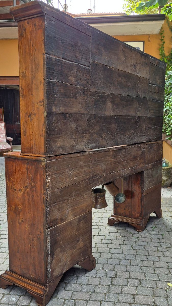 Credenza madia antica 2 corpi con piattaia dell'800 a ponte-photo-7