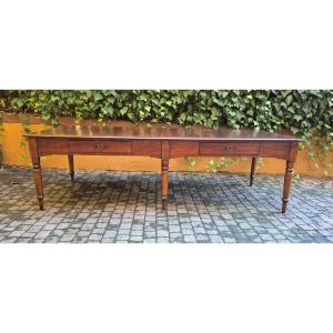 Tavolo lungo antico marchigiano in ciliegio a 6 gambe