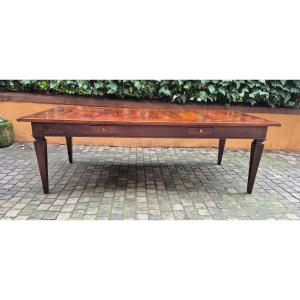 Tavolo da pranzo/riunioni antico emiliano in noce e ciliegio