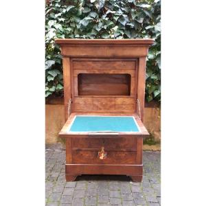 Secretaire antico Luigi Filippo cappuccino in noce e radica