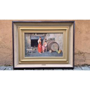 Dipinto olio su tavola Vincenzo Caprile