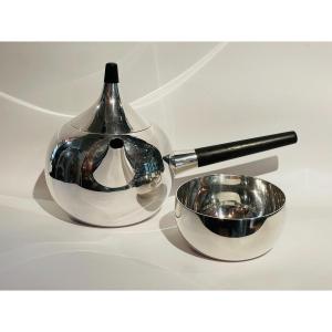Georg Jensen Vintage Sterling Silver Pagoda Teapot And Sugar Bowl