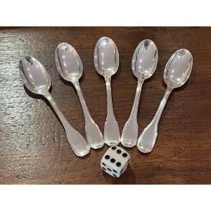 5 Silver Mocha Or Coffee Spoons Minerve Louis Coignet