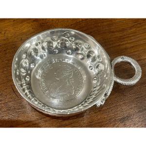 Silver Minerva Wine Taster With Serpent Handle And 1/2 Louis XVI écu