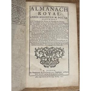 Royal Almanac, Year Vi, Estimated 1760, Spine With Fleur-de-lis, 1 Volume