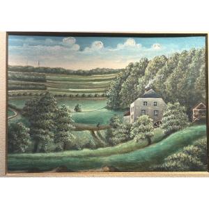 Luxembourg Landscape, Gouache On Paper