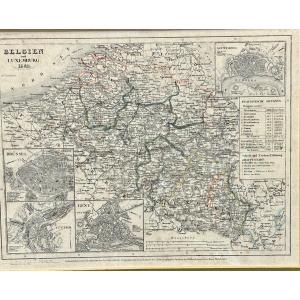 Map Belgium Luxembourg 1849