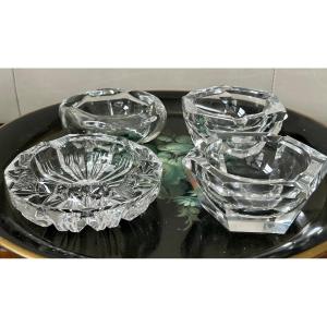 Val Saint Lambert, Set Of 4 Crystal Ashtrays