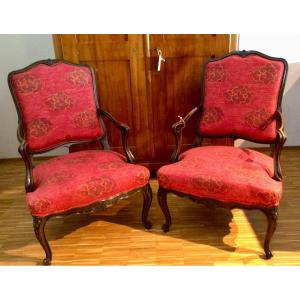 Pair Of Large Louis XV Style Armchairs