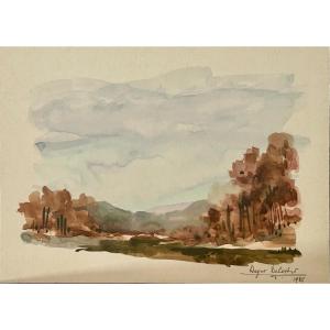 Roger De Coster, Watercolor On Cardboard