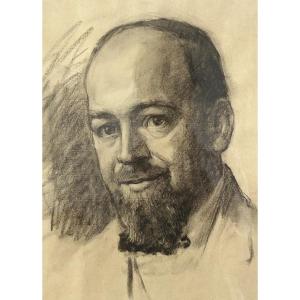 F. Corrent, Luxembourg Artist Charcoal Portrait