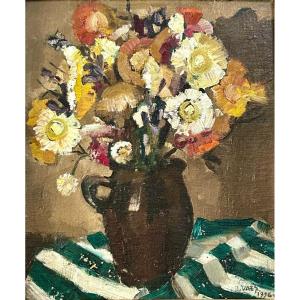 J. Maes, Bouquet Of Flowers Oil On Panel