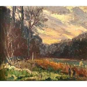 Oil On Cardboard, Illegible Signature