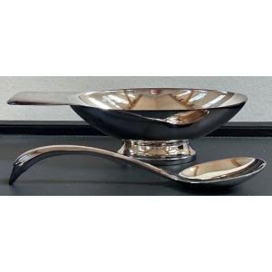 Christofle, Swan Sauce Boat And Spoon Set