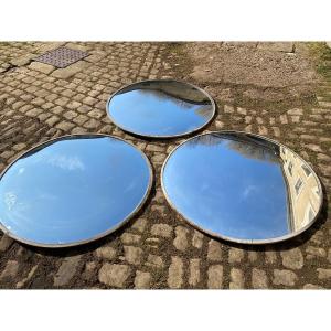 Set Of Three Large Vintage Decorative Convex Mirrors