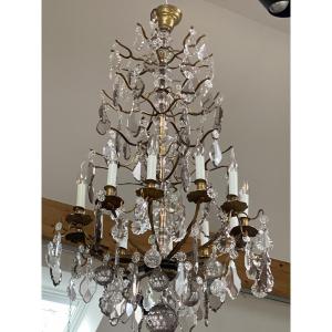 12-light Crystal Chandelier, Two-tone, Gilded Bronze, 18th Century 