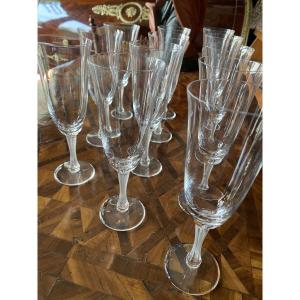 Lalique 12 Barsac Crystal Champagne Glasses 