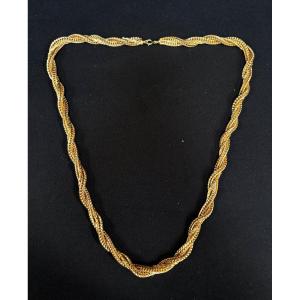 Vintage Twisted Gold Metal Necklace