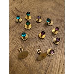 Set Of Gold Metal Collar Buttons 