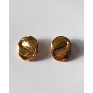 Vintage Yves Saint Laurent Gold Clip-on Earrings 