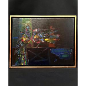 Painting Of Colorful Birds By Michel Heintz Luxembourg