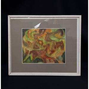 Abstract Painting Joseph Grosbusch Oil On Paper Luxembourg