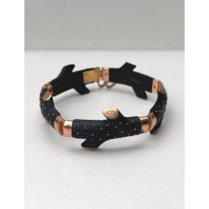 Victorian Bark Bracelet In Horn And 14ct Gold